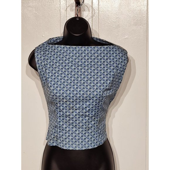 1950's-60's Sleeveless Blue Homemade top - Picture 1 of 9
